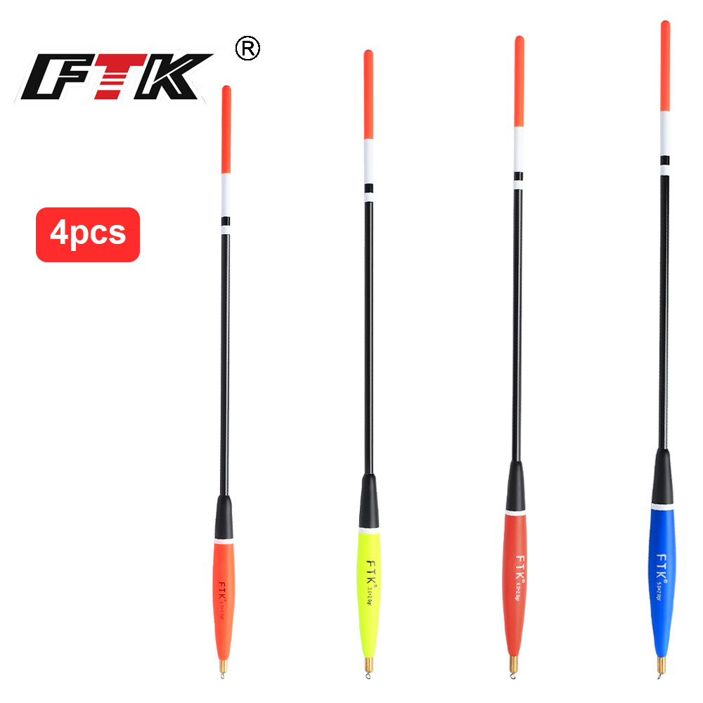 Ftk 4PCS ตกปลา Barguzinsky Fir แนวตั้งทุ่นลอย 2/3/4/5g ปลาคาร์พตกปลาน้ําหนักผสมจี้ทองแดง