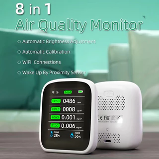 Xiaomi Youpin Tuya WIFI Quality Monitor เครื่องวัดฝุ่น pm2.5 วัดคุณภาพอากาศ เครื่ิองวัดค่าฝุ่น แบบwifi แบบพกพ 8in1 CO2 HCHO TVOC PM1.0 PM2.5 PM10 ทดสอบความชื้นอุณหภูมิวัดคาร์บอนไดออกไซด์