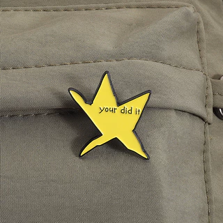 "you Did It" ข้อความสร้างแรงบันดาลใจเข็มกลัดน่ารักดาวสีเหลืองLapel Pin Doodleสไตล์ป้ายโลหะเสื้อผ้าอุปกรณ์เสริมเครื่องประดับของขวัญ