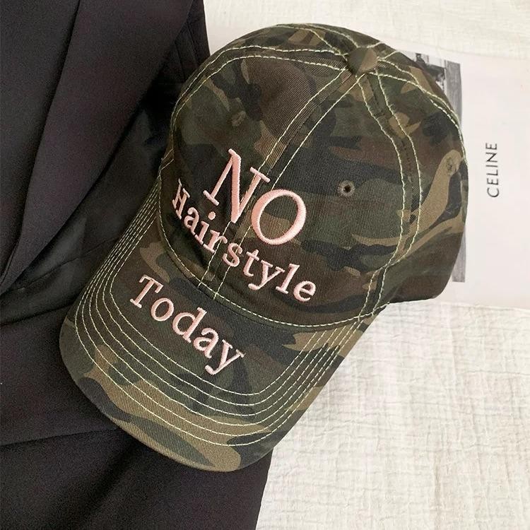Halo studio พร้อมส่ง🔥 หมวกเบสบอลพิมพ์ลายพรางสไตล์เกาหลี ins cap เย็บปักถักร้อยจดหมาย สไตล์ถนนย้อนยุค