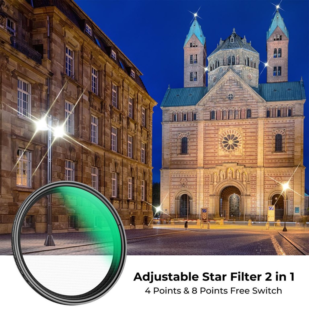 K&f Concept Nano-K Star Filter 4-8 Points Variable Starburst Filter Cross Screen พร้อมผ้า 3 ชิ้น