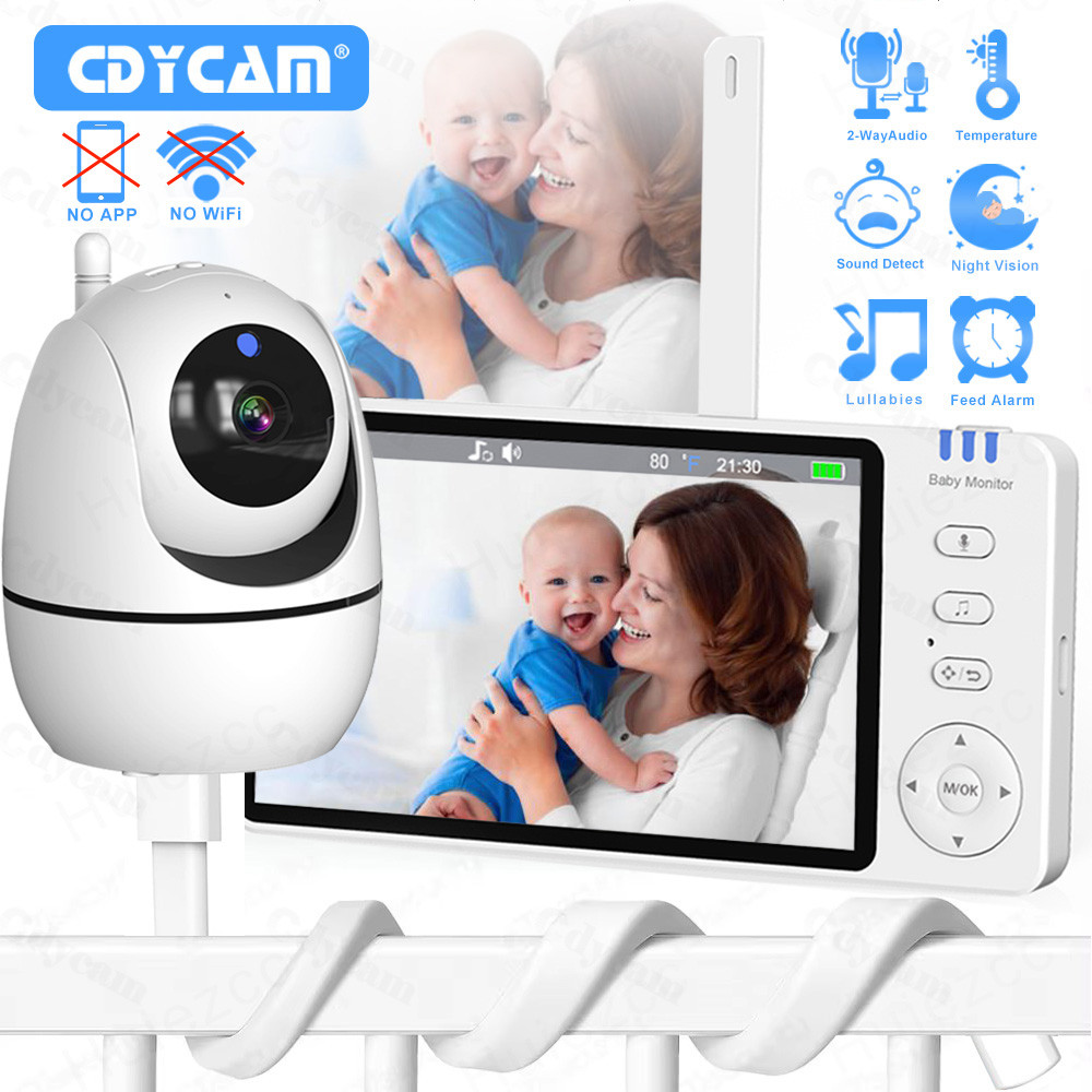 5 นิ้ว LCD HD Baby Monitor พร้อม Pan Tilt ซูมกล้องเด็ก Security Two Way Audio Night Vision Wireless Babysitter พร้อมขาตั้ง
