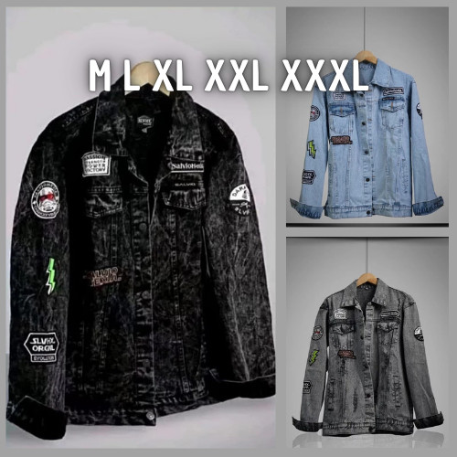 ผู้ชาย Jean Jacket ปัก Salviohexia Denim Jacket ผู้ชาย Emblem M-XXXL ล่าสุด Oversize