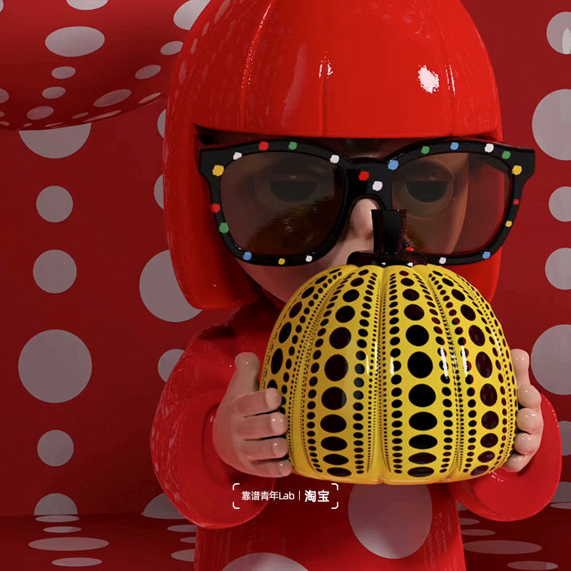 Yayoi Kusama Yayoi Kusama Polka Dot Pumpkin Classic Series ของสะสมอินเทรนด์ของเล่น Master ตุ๊กตาศิลปินรูปเดสก์ท็อปตกแต่งของขวัญ