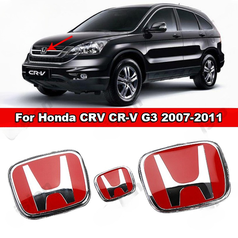 สําหรับ Honda CRV CR-V 2007-2011 G3 อะคริลิค Honda สีแดง 3D สัญลักษณ์ด้านหน้าด้านหลังพวงมาลัยโลโก้กร