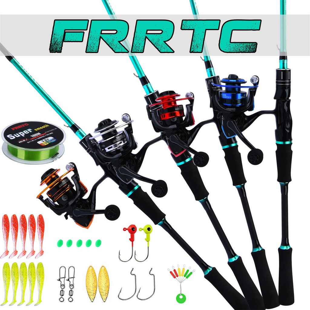 FRRTC คาร์บอนสูงสีเขียว Spinning Rod พร้อม 5.2:1 อัตราทดเกียร์ตกปลา Reel กีฬากลางแจ้งตกปลา Tackle