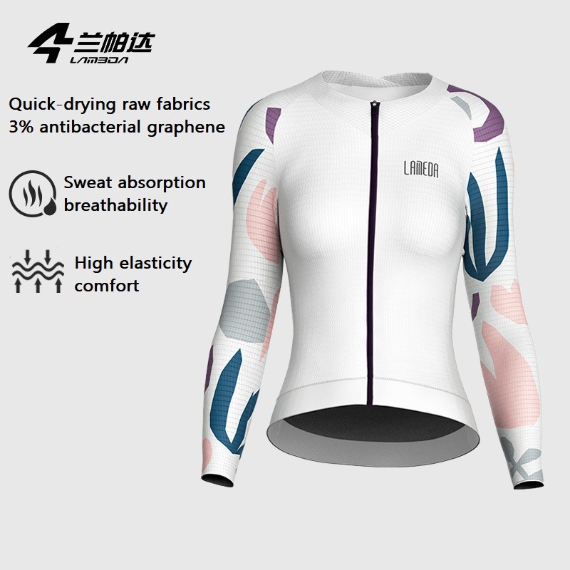 Lamedaเสื้อเจอร์ซีย์นักปั่นผู้หญิงแขนยาวฤดูใบไม้ผลิbreathableขี่จักรยานเสื้อผ้าquick-dryingผู้หญิงจักรยานjersey Mtbจักรยานเสื้อผ้า