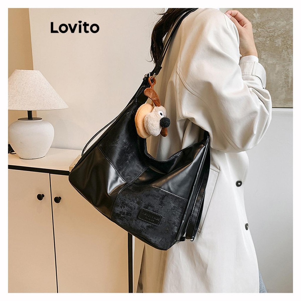 Lovito กระเป๋าเป้สะพายหลังแบบเรียบง่ายสี Maillard ทรงเรียบง่ายพร้อมเนื้อหนังเคลือบแว็กซ์น้ำมัน ความจุสูง สำหรับผู้หญิง LFA58121