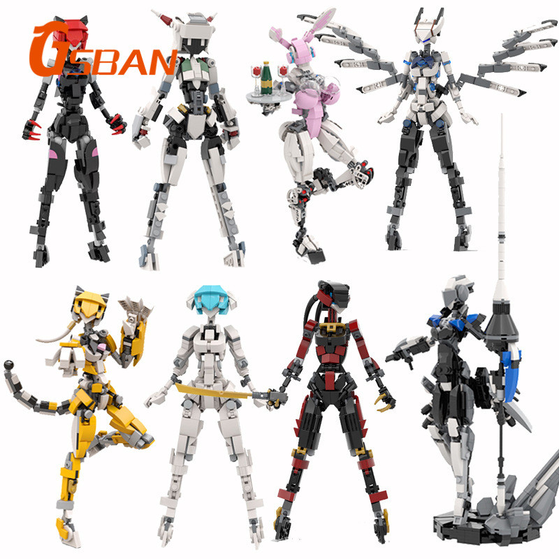 Mechanical Girlcreative Gynoid Bunny Girl mech Robots Building Blocks Creative ของเล่นของขวัญสําหรับเด็ก DIY การศึกษาประกอบของเล่น MOC