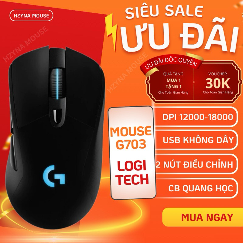 G703 HERO Lightspeed Mouse - เซ็นเซอร์โฟโตอิเล็กทริคไร้สาย DPI 100-16000 สําหรับเล่นเกมที่ราบรื่นมาก