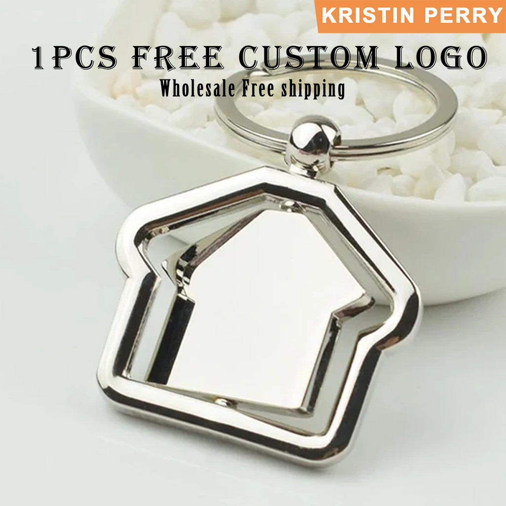 1pcs ฟรีแกะสลัก House KeyChain แกะสลักโลโก้และ QR รหัสส่วนบุคคลของขวัญครบรอบพวงกุญแจสําหรับภรรยาของข