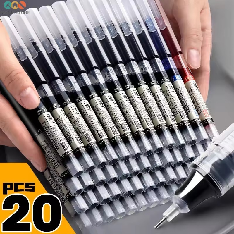 20/8 ชิ้น 0.5 มม.ปากกาลูกลื่นของเหลวตรง - ปากกาเจลชนิดเข็มคุณภาพสูง - หมึก โรลเลอร์บอล ปากกาสีดํา/น้ําเงิน/แดงแห้งเร็ว - เครื่องเขียนโรงเรียนอุปกรณ์สํานักงานเขียน