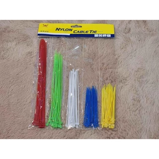 (ยกโหล12ชิ้น) เคเบิ้ลไทร์ Cable Tie สายรัดเคเบิ้ลไทร์ 4นิ้ว, 6นิ้ว, 8นิ้ว, 10นิ้ว หนวดกุ้ง คละสี