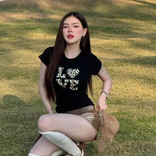 เสื้อยืดคอกลมแขนสั้น เสื้อเข้ารูป ผ้ายืดยูนิ สกรีนลายเสือ สาวกรามูตัวแม่เว่อ พร้อมส่งทุกสี ผ้ายืดเยอะสาวอวบใส่ได้ รุ่น
