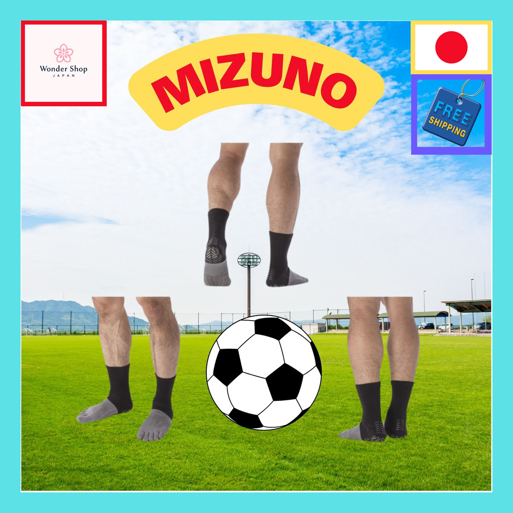 [Mizuno] Soccer Wear Zero Glide Short Socks 5-Finger Grip P2MX2510 Black 23.0-25.0 cm【Authentic Japa