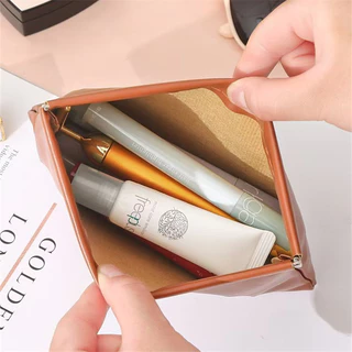 3ขนาด กระเป๋าลิปสติกสําหรับสตรี กระเป๋าใส่เครื่องสำอาง ซองใส่แว่นตาหนัง PU ช่องเก็บของปิดอัตโนมัติ กระเป๋าเงินเ