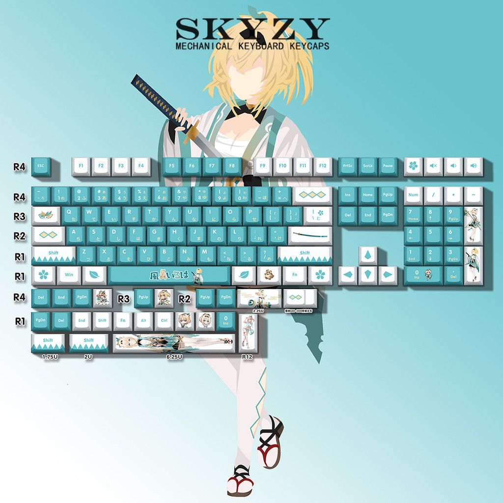 Kazama Iroha Keycaps Cherry Profile VTuber Hololive KZM168 PBT Dye Sub Keycap