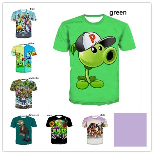 เสื้อยืดพิมพ์ลาย 3D Plants vs. Zombies สำหรับเด็กชายและเด็กหญิง