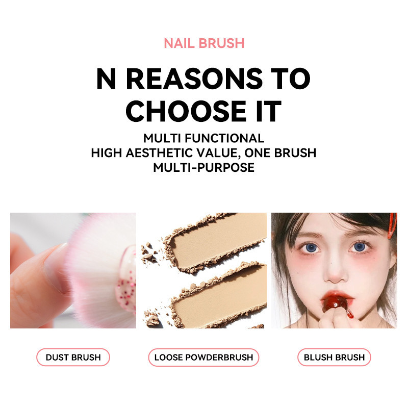 แปรงทําความสะอาดเล็บเครื่องมือทําเล็บ แปรงเลื่อม แปรงปัดฝุ่น Make Up Rose Shape สีชมพูสีเขียว - รูปที่ 6