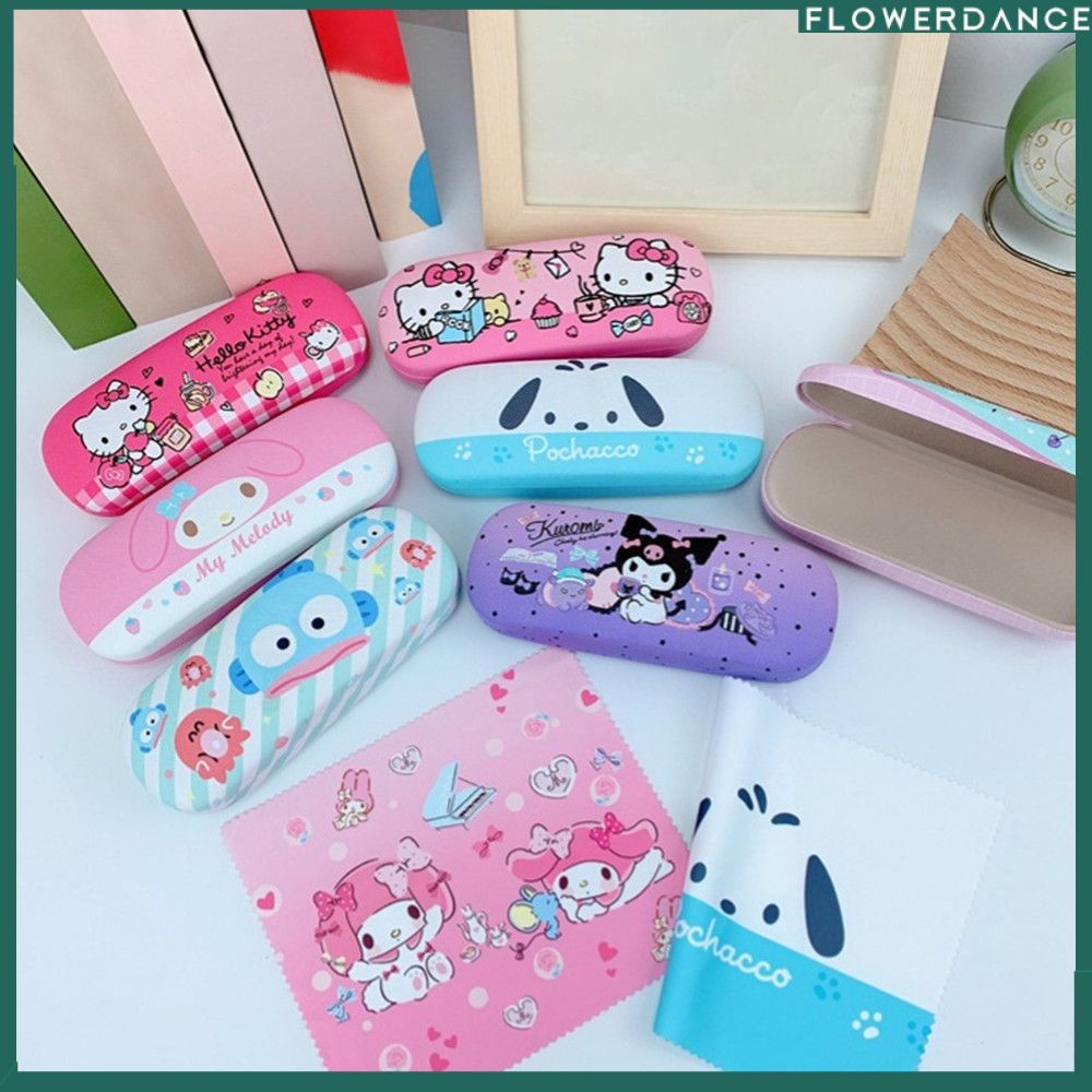 Sanrio Hellokitty Cinnamoroll Kuromi Melody กล่องใส่แว่นตา Kawaii น่ารัก สร้างสรรค์ พกพาสะดวก กล่องเก็บแว่นตาสายตาสั้น ของขวัญสำหรับเด็กผู้หญิง จัดส่งรวดเร็ว