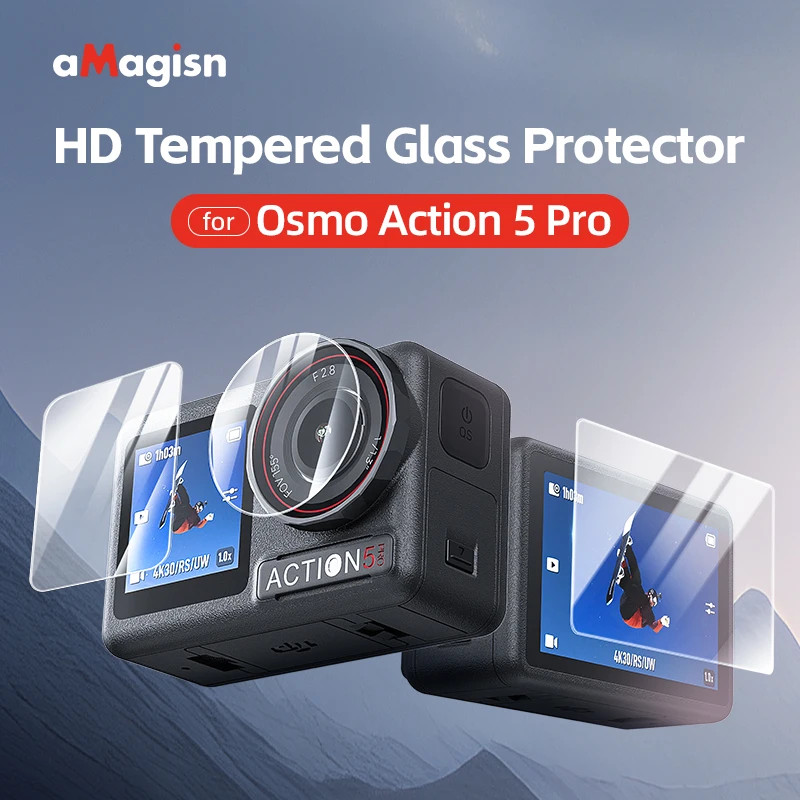 Amagisn สําหรับ DJI Osmo Action 5 Pro Temepered GlasS ฟิล์มป้องกันหน้าจอสําหรับ DJI Osmo Action OA 5
