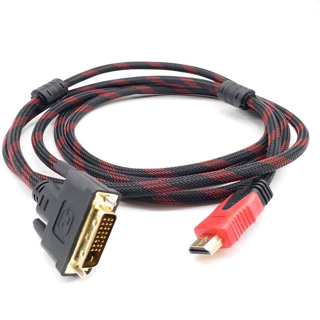 สายแปลง HDMI TO DVI สายถัก 10 เมตร แบบสองทิศทางDVI-D 24+1 รองรับ1080P ประกัน1ปี
