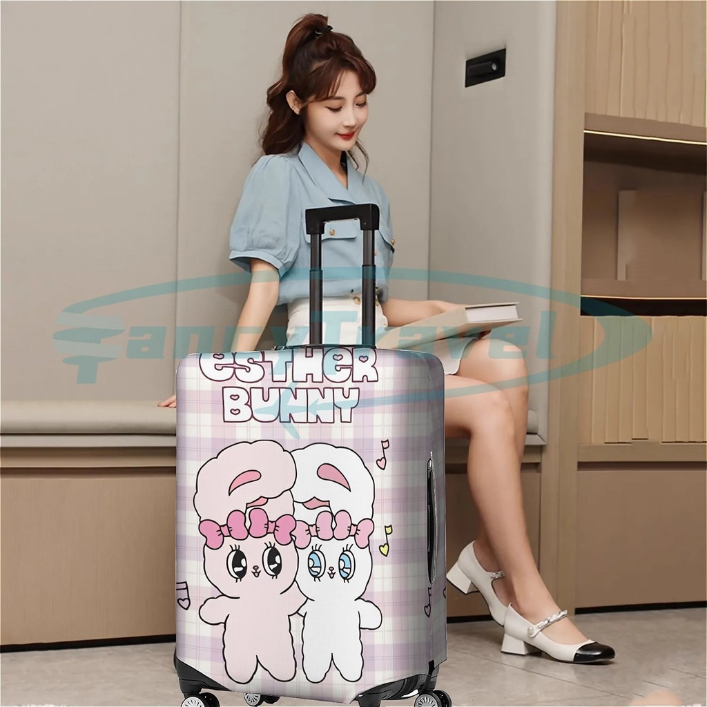 Esther Bunny ผ้าคลุมกระเป๋าเดินทาง กระเป๋าเดินทาง ผ้ายึดได้เยอะ กันฝุ่น กันรอย สวมใส่ได้ ข้น 18/20/22/24/26/28/32นิ้ว - รูปที่ 5