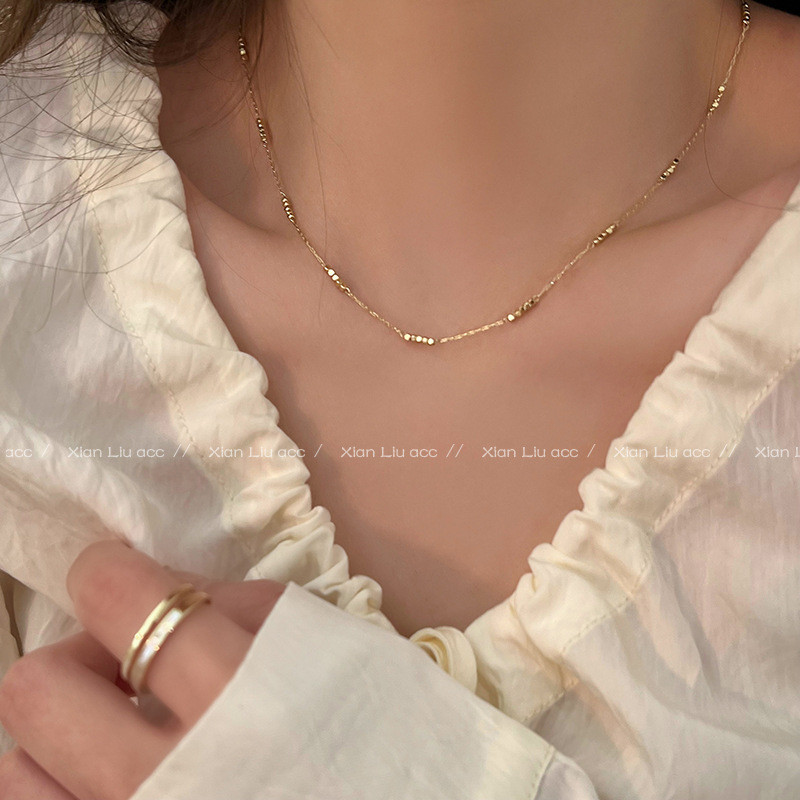 Ultra-fine สร้อยคอเงินหักผู้หญิง 2024 Niche Clavicle Chain High-End Sense สร้อยคออุปกรณ์เสริม SLL5