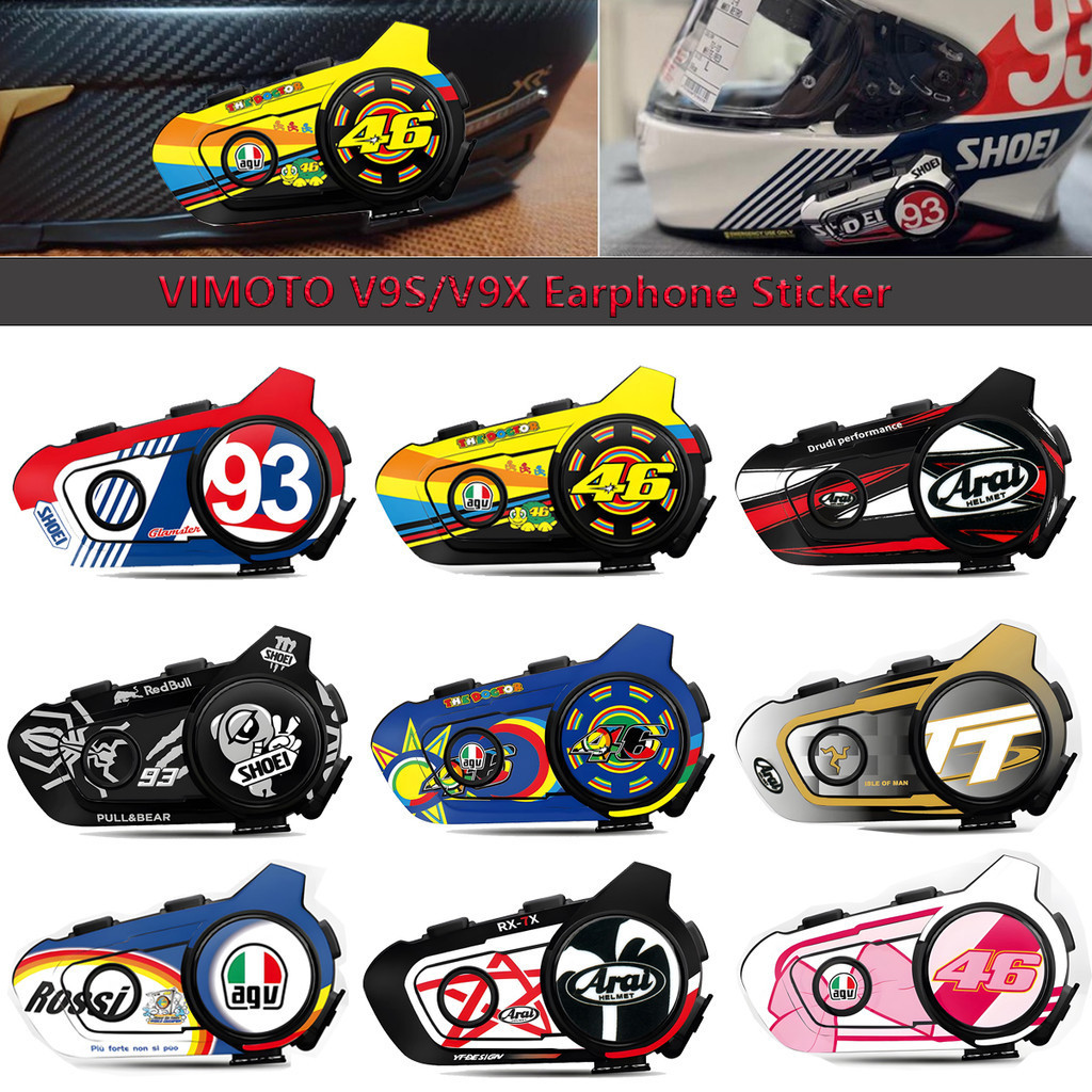 Vimoto V9S V9X V8S สติกเกอร์ป้องกันหูฟังบลูทูธ ลายรถจักรยานยนต์