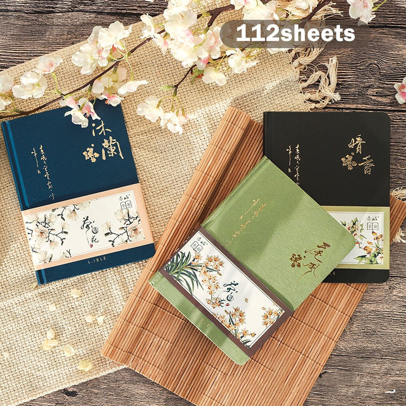 สมุดโน้ตไดอารี่ ปกแข็ง สไตล์จีน 112 แผ่น
