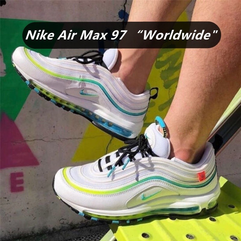 Nike Air Max 97 "Worldwide" รองเท้ากีฬา รองเท้าวิ่ง ระบายอากาศ สีขาว สําหรับผู้ชาย และผู้หญิง 92 สี