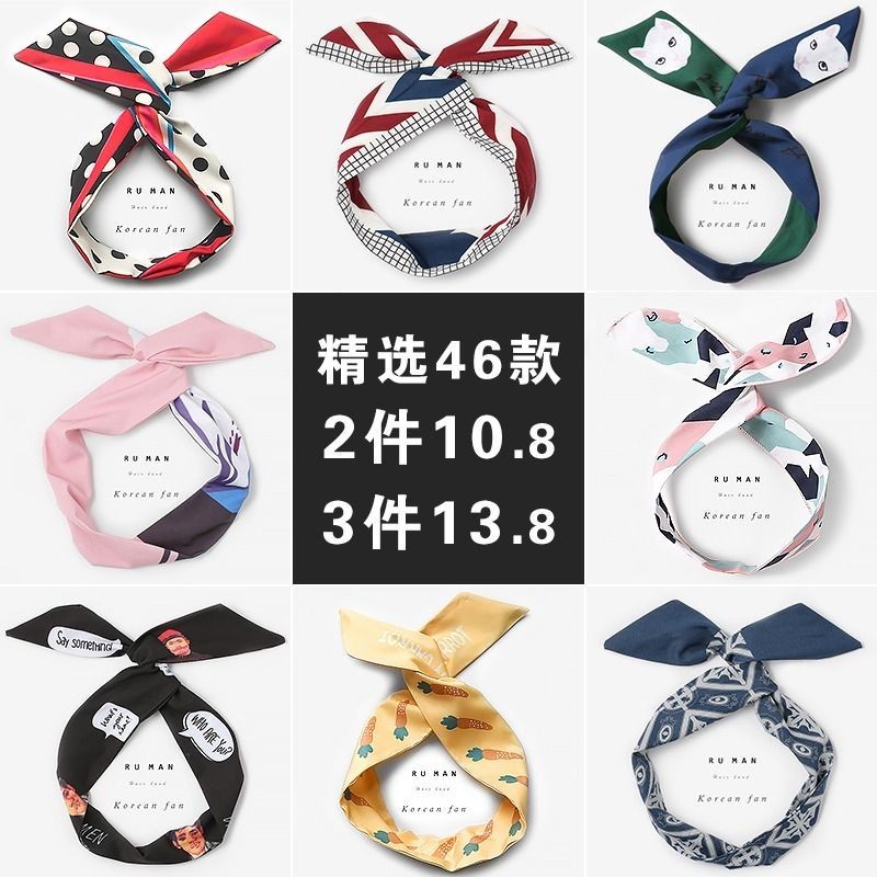 Frencher Headscarf สไตล์เกาหลี Headwear ลวดแถบคาดศีรษะ All-Match Retro Outing Tying แถบคาดศีรษะหญิงผ้าพันคอผ้าไหม Headscarf ฤดูใบไม้ผลิฤดูร้อน 2024 อุปกรณ์เสริมผม