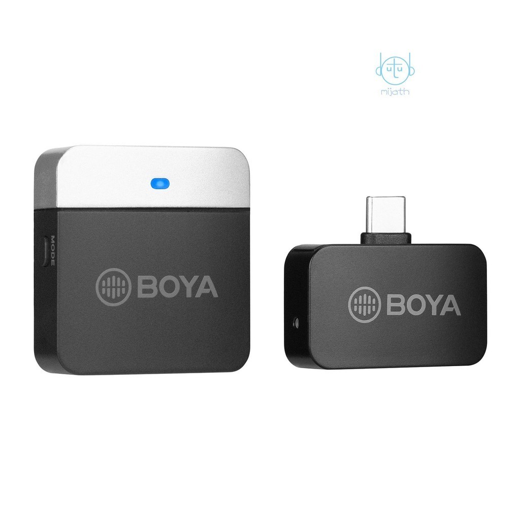 Boya BY-M1LV-U เครื่องส่งสัญญาณระบบไมโครโฟนไร้สาย 2.4GHz และตัวรับสัญญาณไมโครโฟนบันทึกเสียง ขนาดเล็ก พร้อมพอร์ต Type-C แบบเปลี่ยน