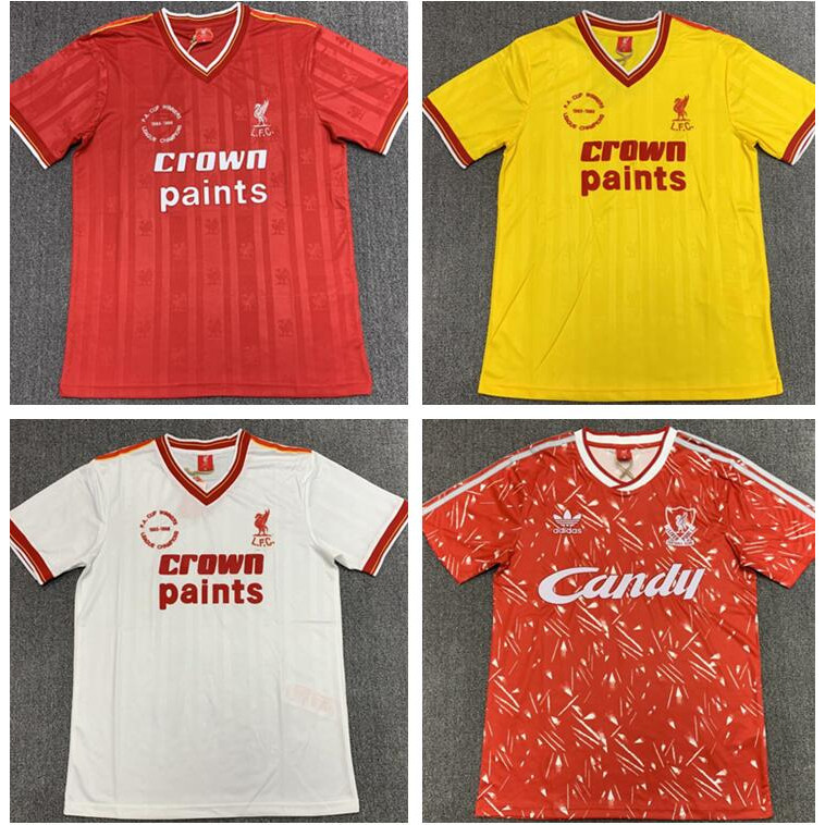 เสื้อกีฬาแขนสั้น ลายทีมฟุตบอล Liverpool 1985-1986 89 91 ชุดเยือน สไตล์เรโทร