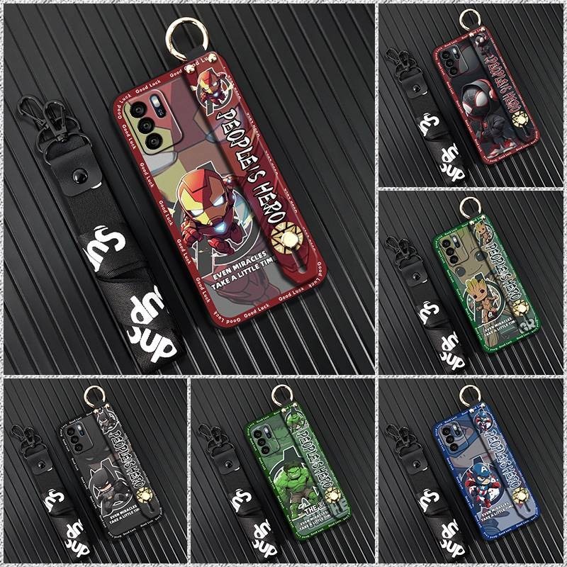 Cartoon Kickstand Phone Case For OPPO Reno6Z 5G Waterproof cell phone case Anti-dust mobile phone case Wrist Strap