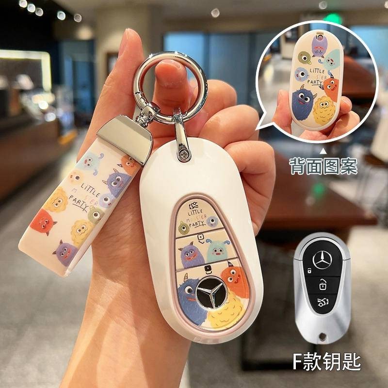 ซองใส่กุญแจรถหนังสำหรับ Mercedes Benz e300l e-class c260l a200l c200l glc300l glc260 ซองใส่กุญแจรถ พวงกุญแจรถ รีโมทคอนโทรลคีย์กรณี