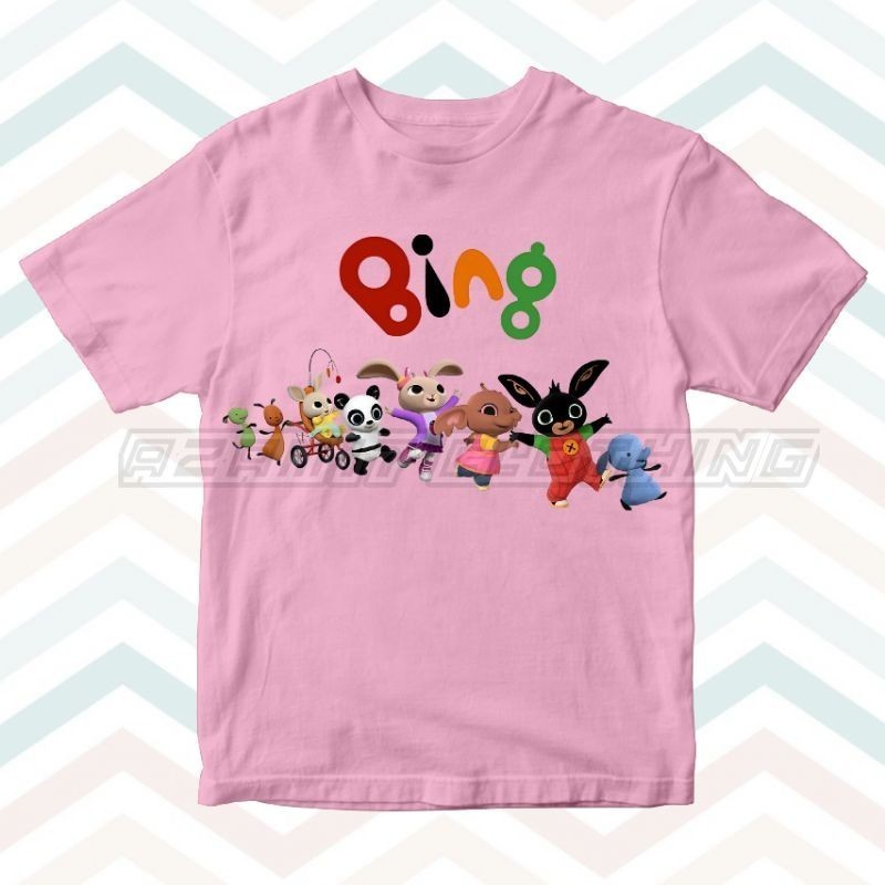 2024Children's T-shirt เสื้อยืด พิมพ์ลายภาพยนตร์แอนิเมชั่น BING FREE Name Of BING AND FRIENDS สําหรับเด็กผู้ชาย และเด็กผ