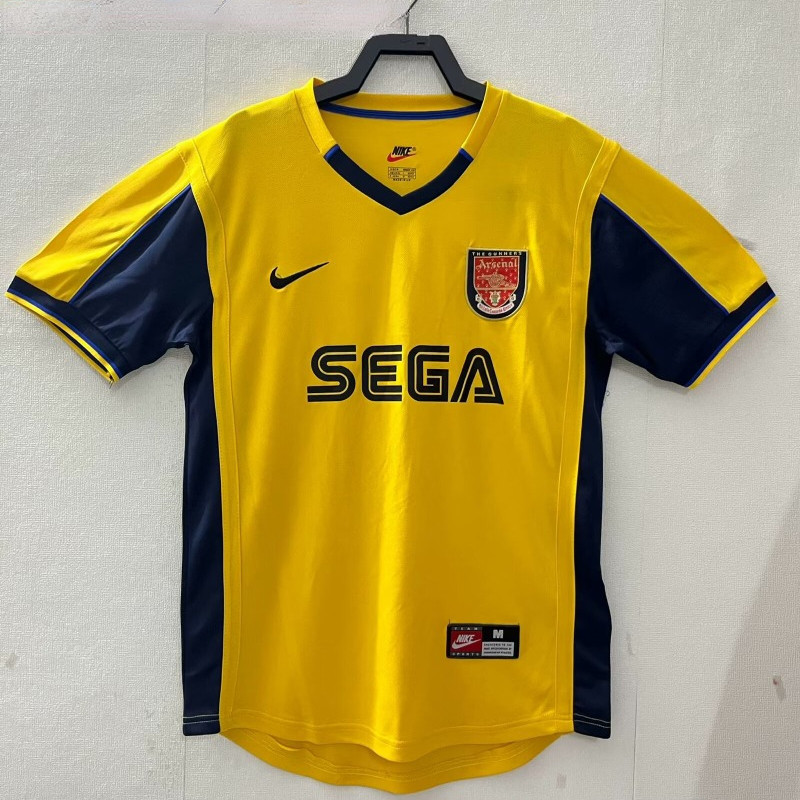 เสื้อกีฬาแขนสั้น ลายทีมชาติฟุตบอล Arsenal 2000 AAA สีเหลือง สไตล์วินเทจ ไซซ์ S-XXL