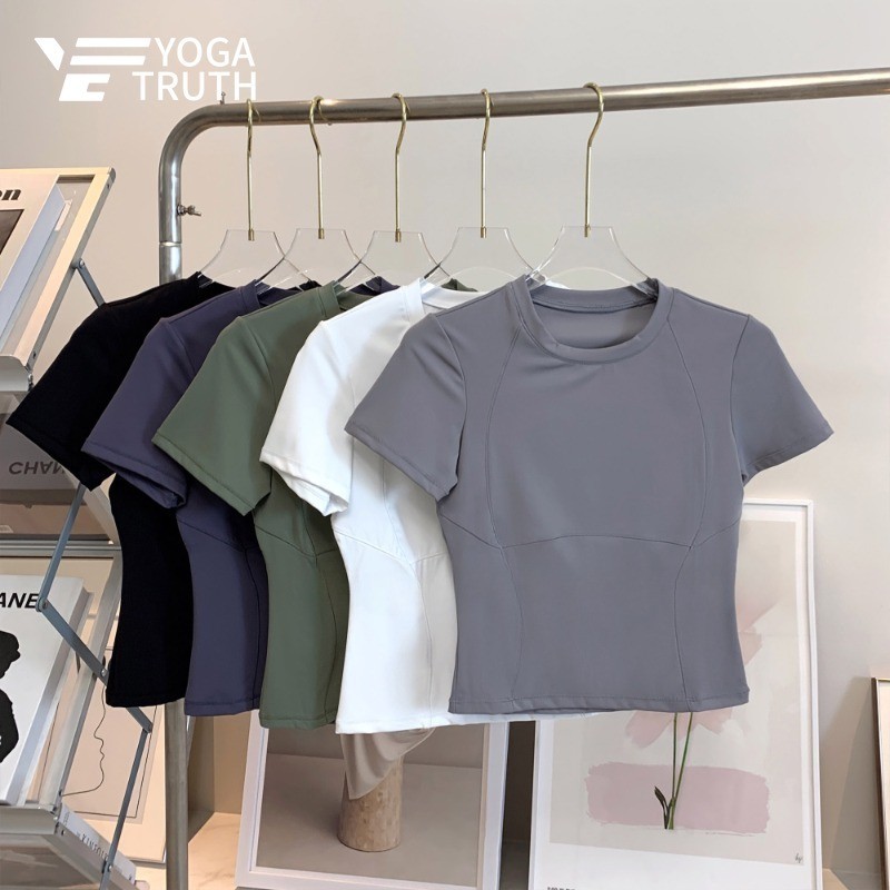 【 Yogatruth 】 กีฬา Top Cool Feeling Slimming Short Sleeve Yoga Running