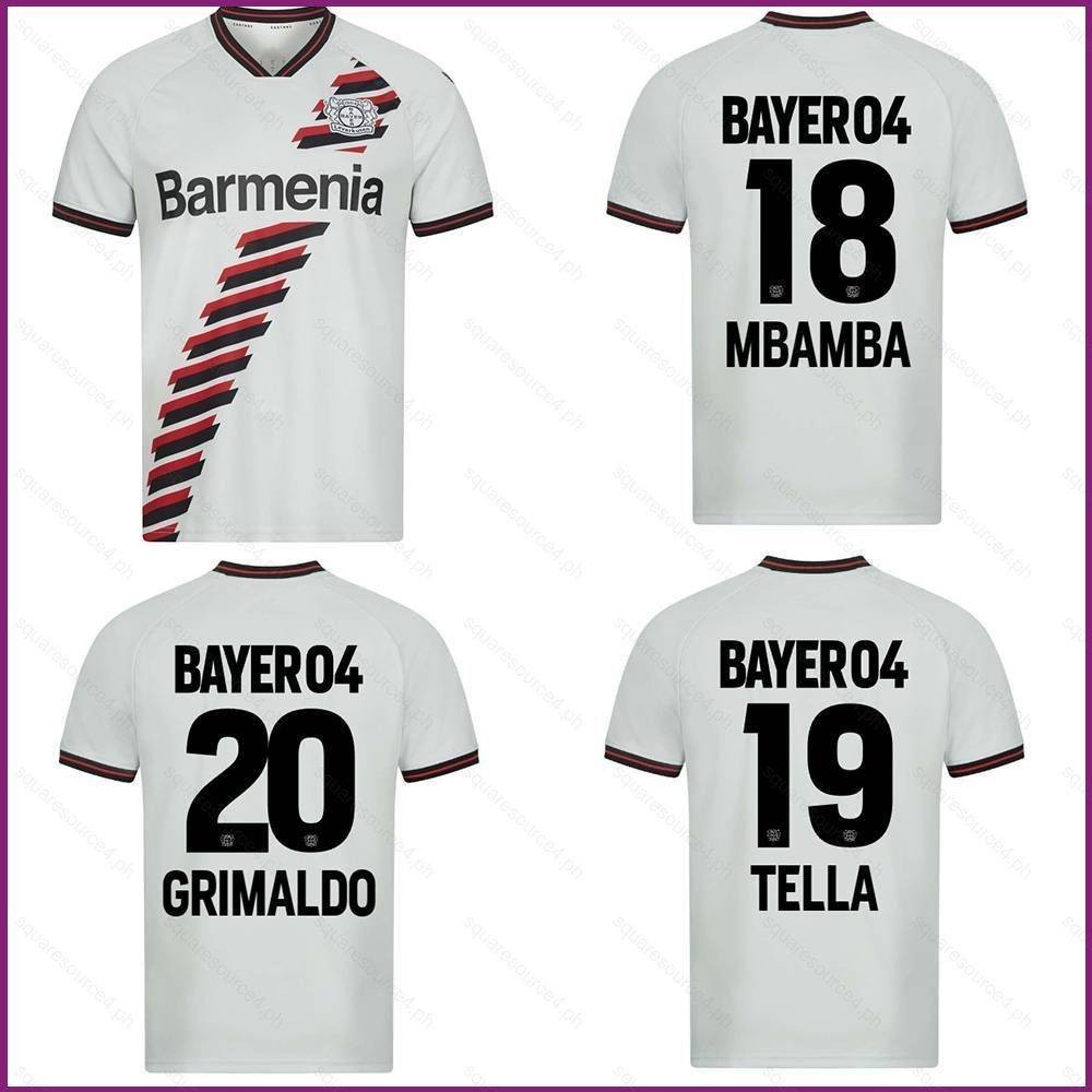 Yx 2023-2024 Bundesliga Bayer 04 Leverkusen Mbamba Tella Grimaldo เสื้อยืด พลัสไซซ์ สําหรับเด็ก และผู้ใหญ่