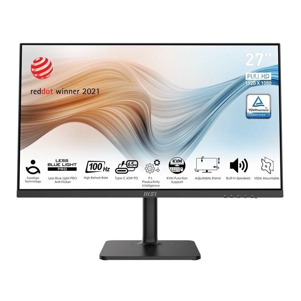 MSI Monitor Modern MD272XP (Black) 27" IPS FHD, 100Hz (1ms, DP, HDMI, Type-C) 108% sRGB ประกันศูนย์ 