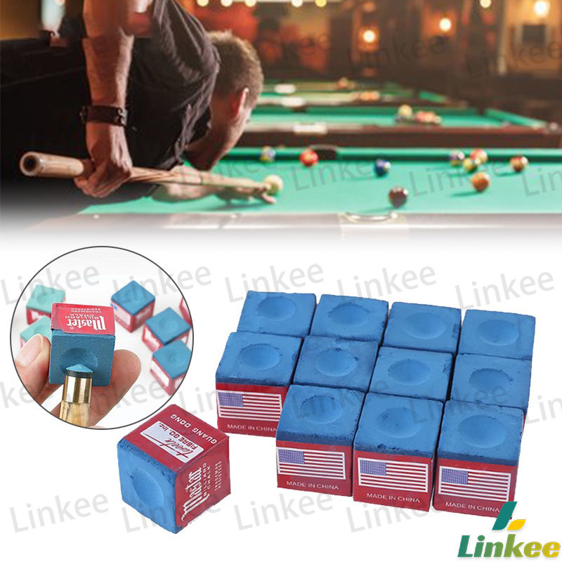 Linkee ชอล์กฝนหัวคิว สีน้ำเงิน กล่องละ 12 อัน Billiard Chalk