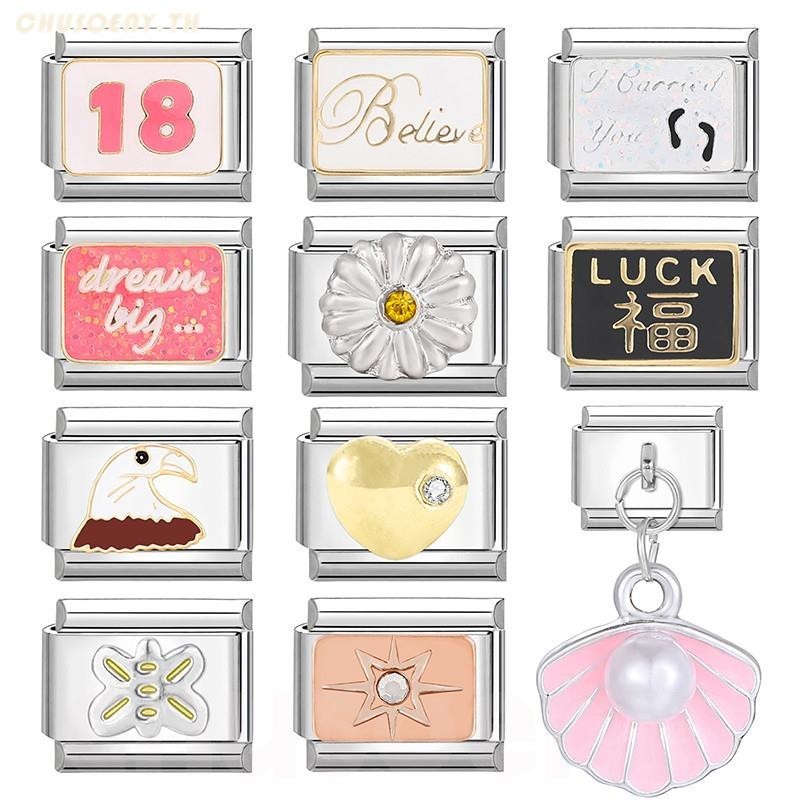 DIY ภาษาอิตาลี เสน่ห์ สร้อยข้อมือ ข้อต่อฟิตติ้ง 9 มม Blingbling Diy สร ้ อยข ้ อมือคู ่ Diy แฟชั ่ นเครื ่ องประดับอุปกรณ ์ เสริม Retro บุคลิกภาพโมดูลสร ้ อยข ้ อมืออุปกรณ ์ เสริมของขวัญวันวาเลนไทน ์