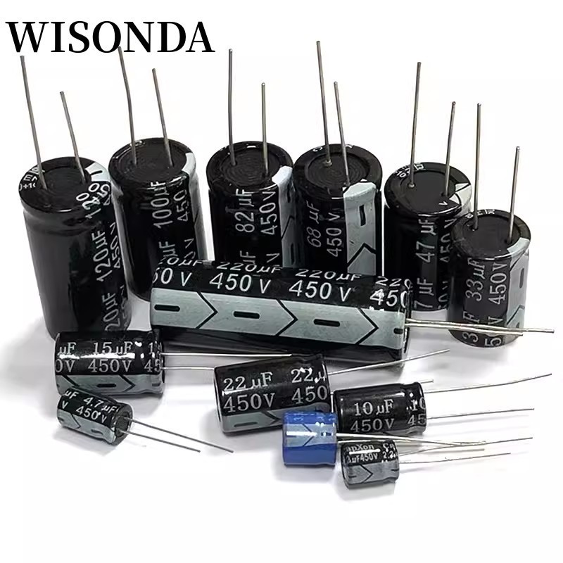 5pcs 450V อลูมิเนียม Electrolytic Capacitor 1UF 2.2UF 3.3UF 4.7UF 10UF 22UF 33UF 47UF 68UF 82UF 100U