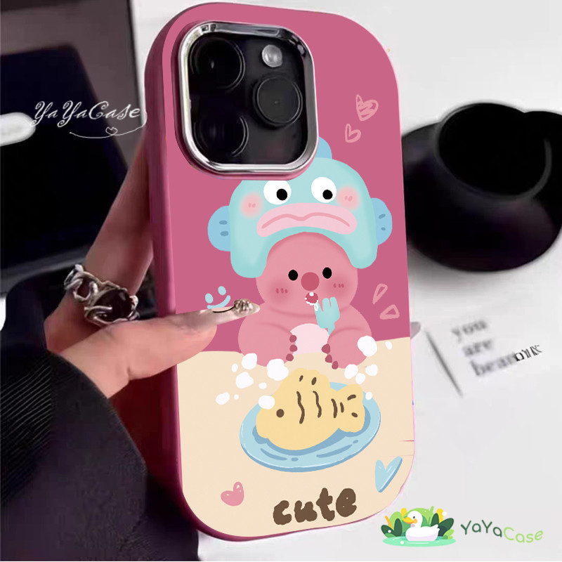 สำหรับ iPhone 11 13 Cute Case FOR เคสไอโฟน14 15 12 pro max 6 7 8 14 15 Plus X XR XS Max Eating Loopy ขั้นสูง TPUSoft เคส