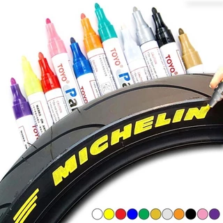 TOYO Paint ปากกาเขียนยาง กันน้ำ ปากกาอเนกประสงค์ เขียนเหล็ก กระเบื้อง กระจก พลาสติก แก้ว ไม้ แต้มสีรถ มี 12 สี