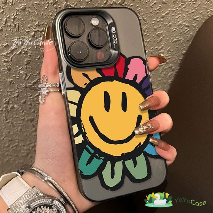 สำหรับ iPhone11 13 CASE FOR เคสไอโฟน15 14 12 Pro Max 15 14 7 8 Plus X XR XS MAX การ์ตูนดอกทานตะวัน ขั้นสูง สี เงิน เคส
