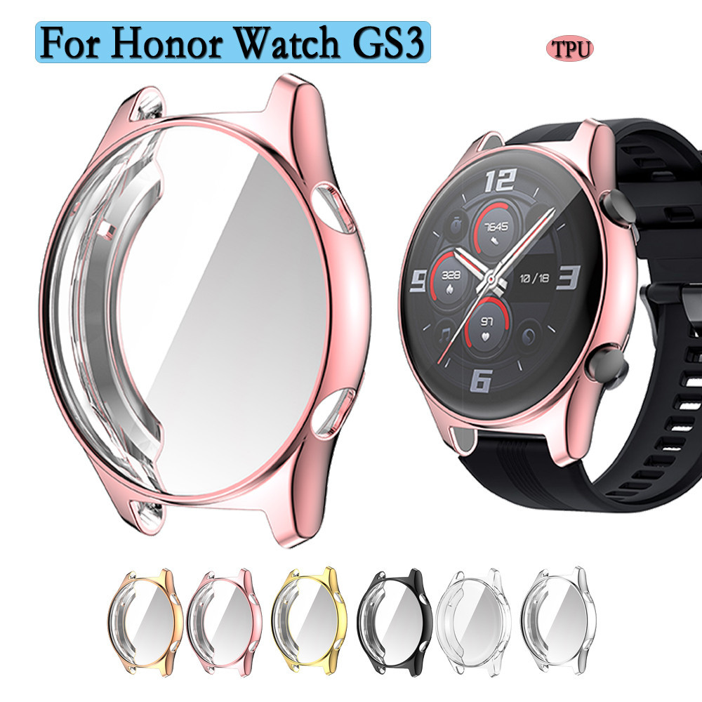Honor GS4 GS3 WatchGS4 WatchGS3 คลุมทั้งหมด Electroplate ชุบ Soft TPU กันกระแทกนาฬิกาสําหรับ Honor นาฬิกา GS 4 3 Anti-Fingerprints นาฬิกากันชนป้องกันหน้าจอ