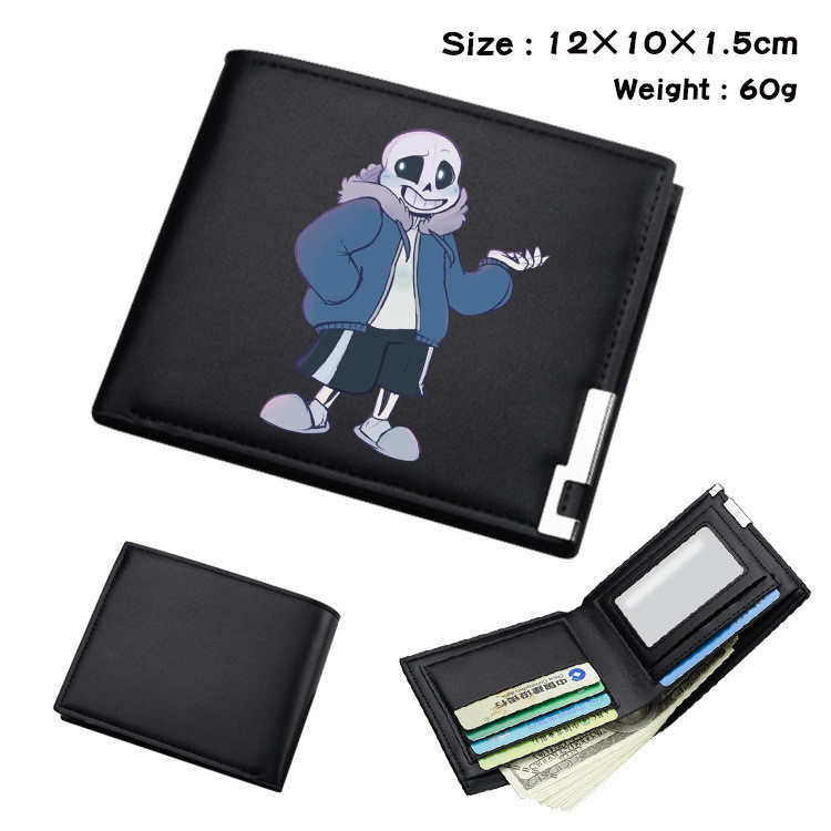 Undertale Sans กระเป๋าสตางค์การ์ตูนอะนิเมะ One Piece สองพับ สําหรับผู้หญิงผู้ชาย