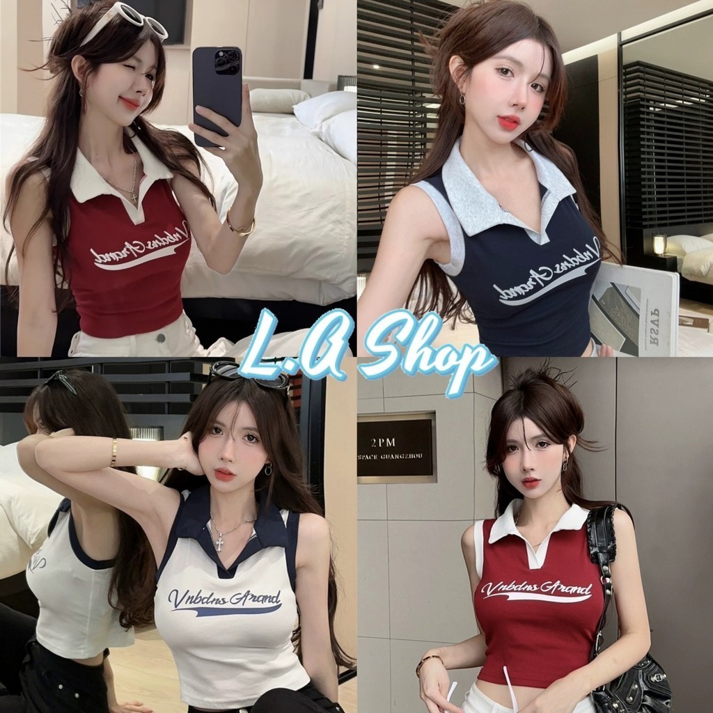 L.A Shop พร้อมส่ง เสื้อกล้ามไหมพรมคอปก สามสี เท่ๆมินิมอล "M1932"